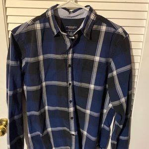 Mens American eagle plaid button up prep fit size small long sleeve dress shirt